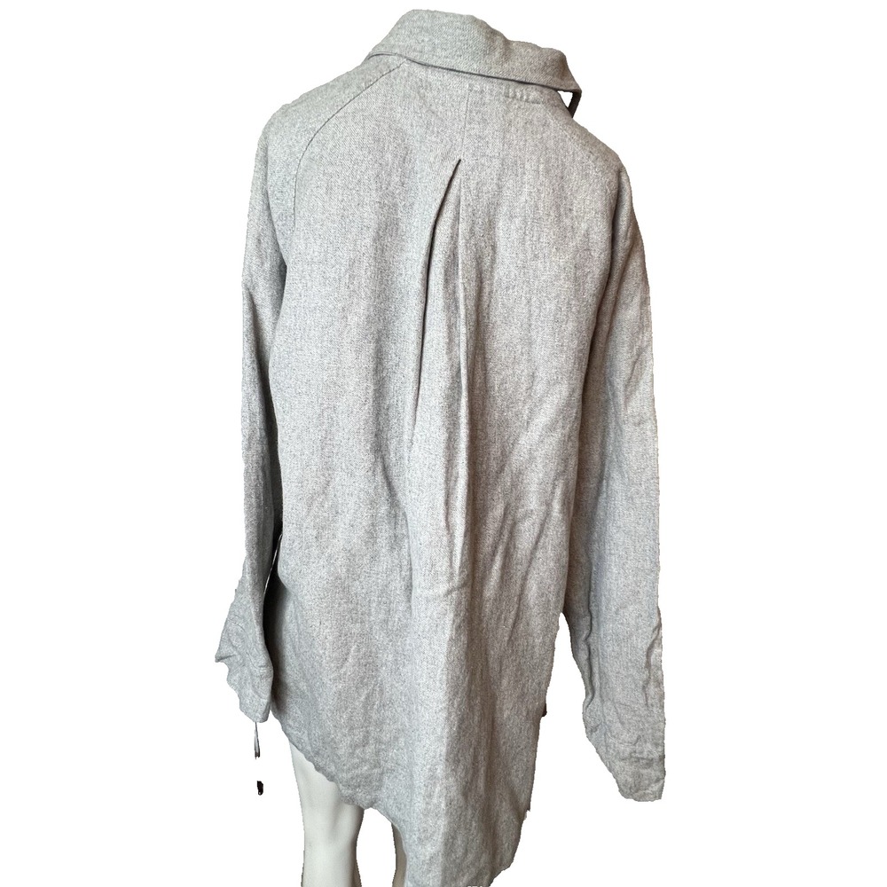 J. Jill Long Linen Jacket Lagenlook Pockets Cashmere Angora Blend Gray S - Picture 2 of 9